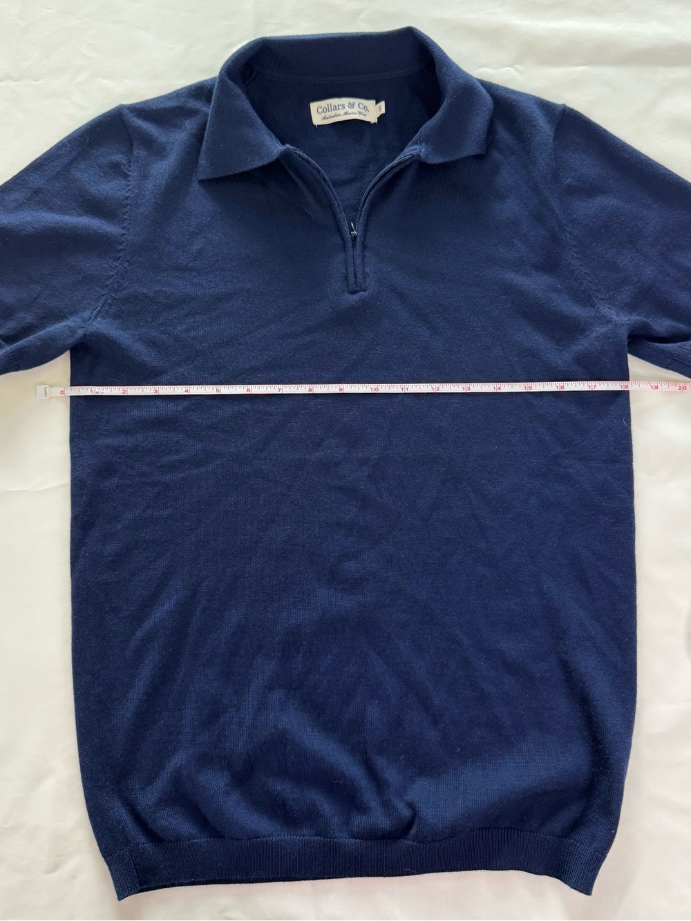 Collars & Co. Men’s Navy Half-Zip Polo Sweater merino wool 1/4 zip preppy